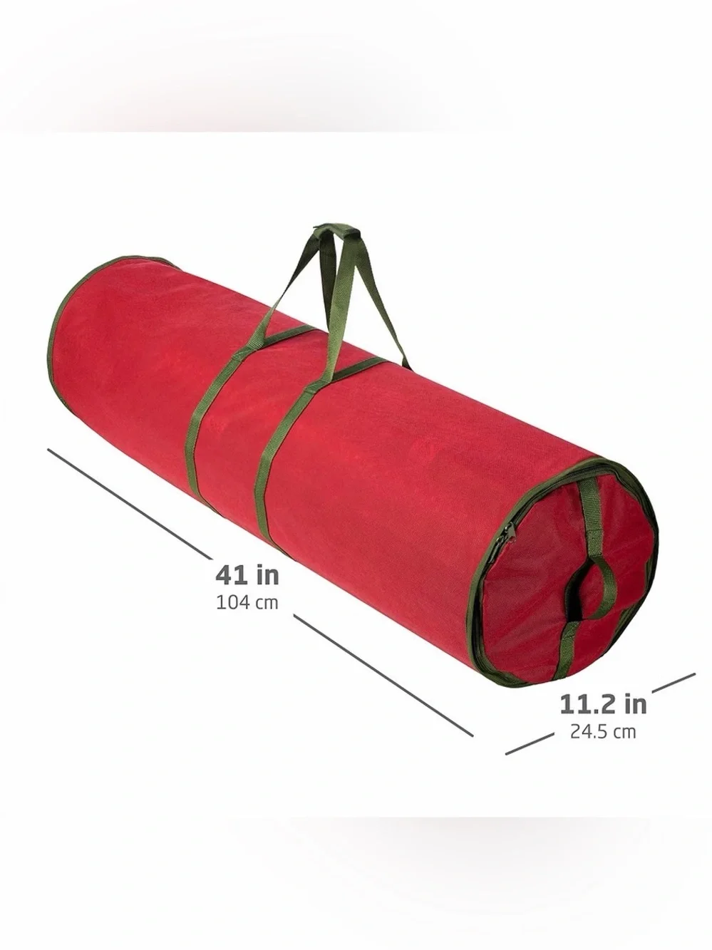 Holiday Red Gift Wrap Storage Bag with Green Handles